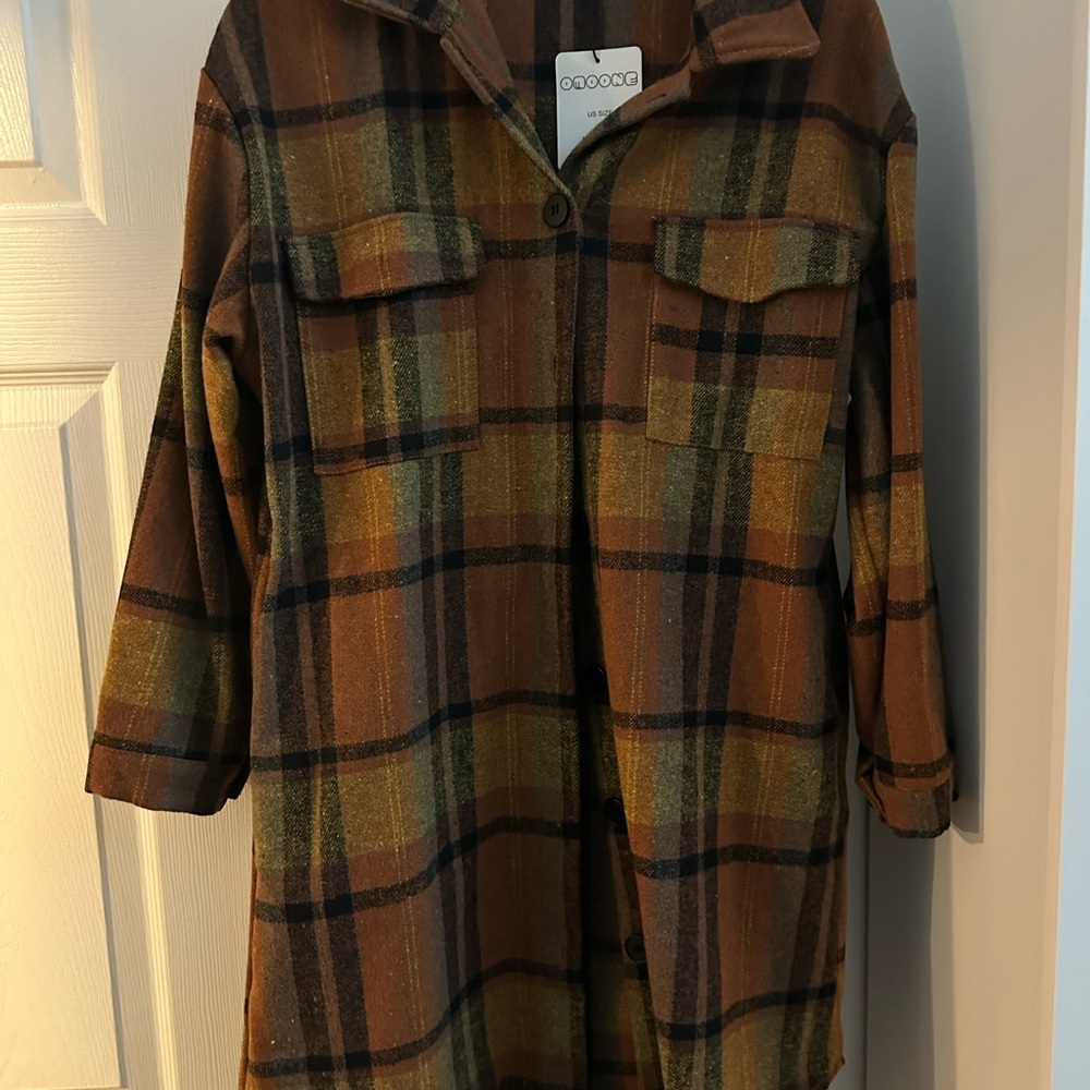 Plaid Button-Up Shirt Jacket